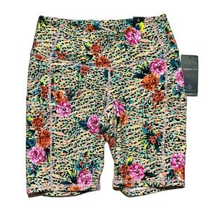 Torrid 0 active bike shorts leopard floral